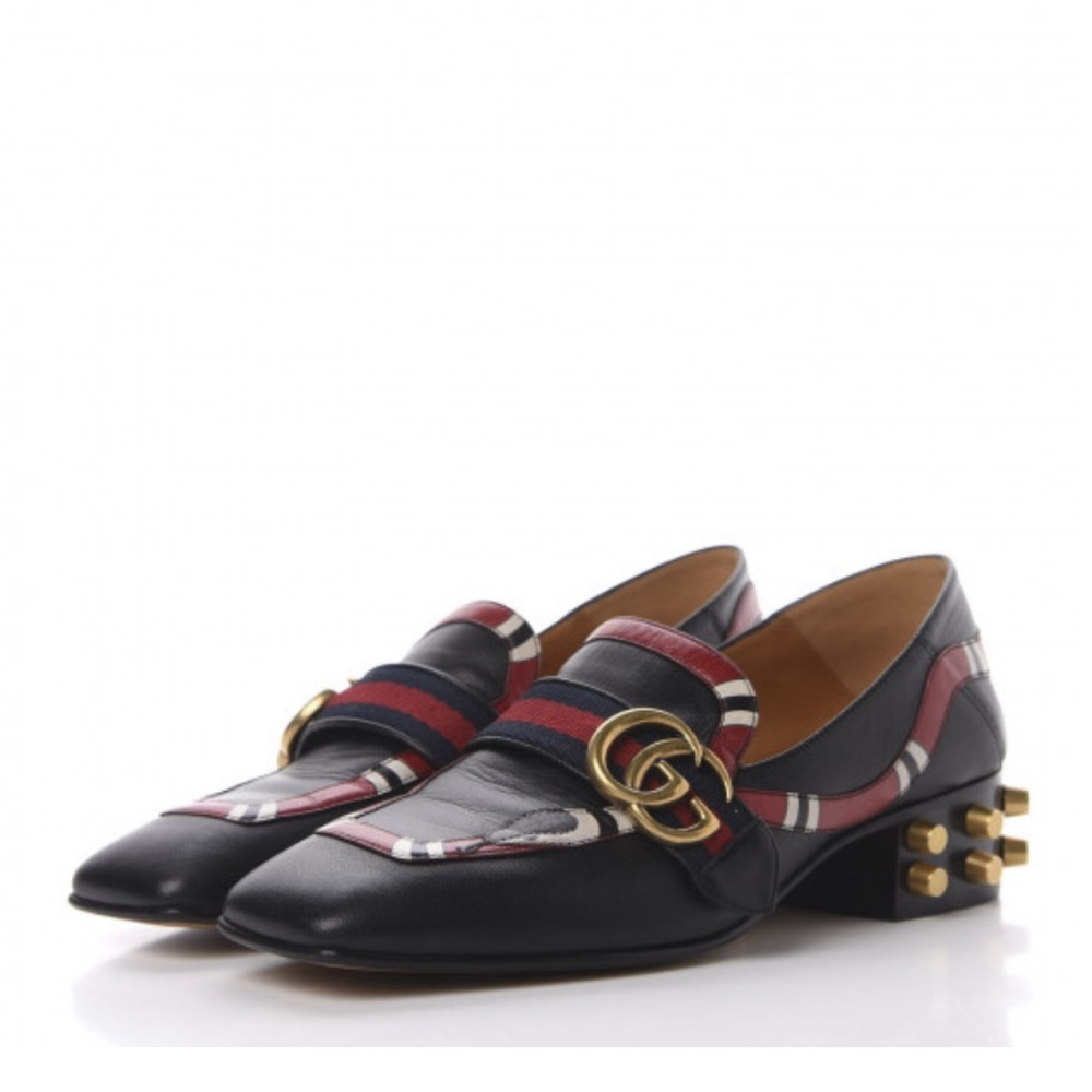 Gucci Yoko leather snake loafer